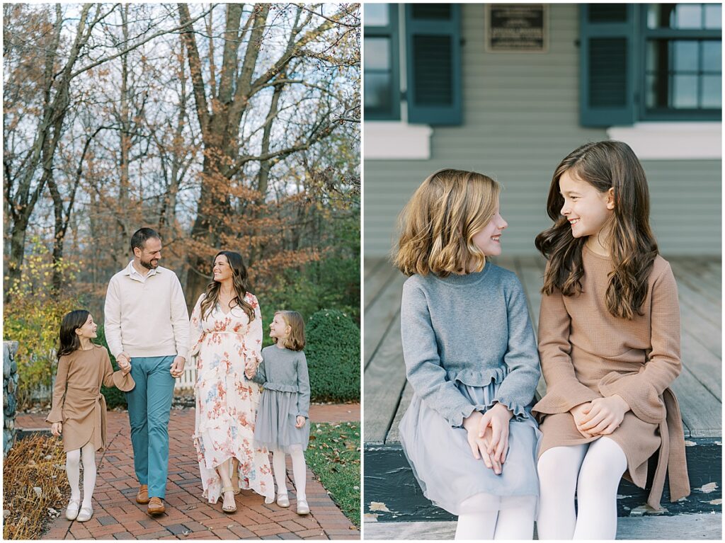 Family of four during fall mini session in Indianapolis