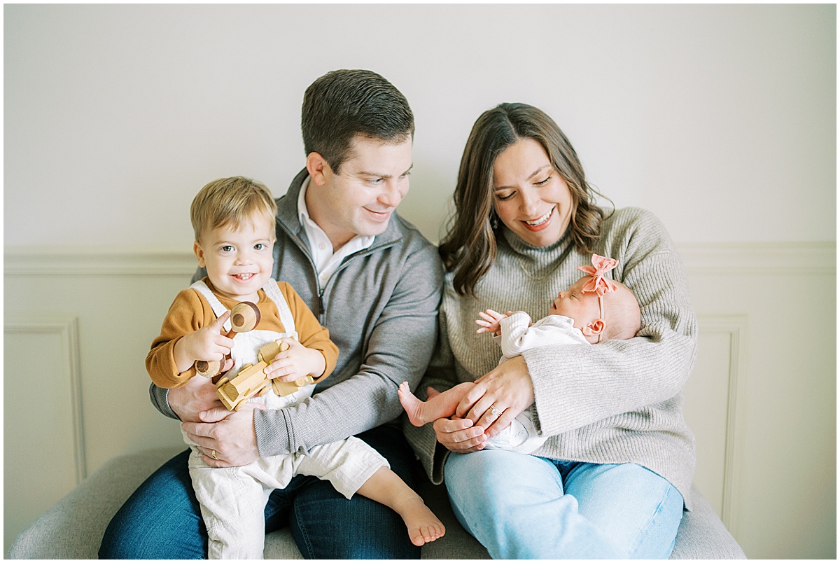 New family of four get close during Indianapolis newborn photos