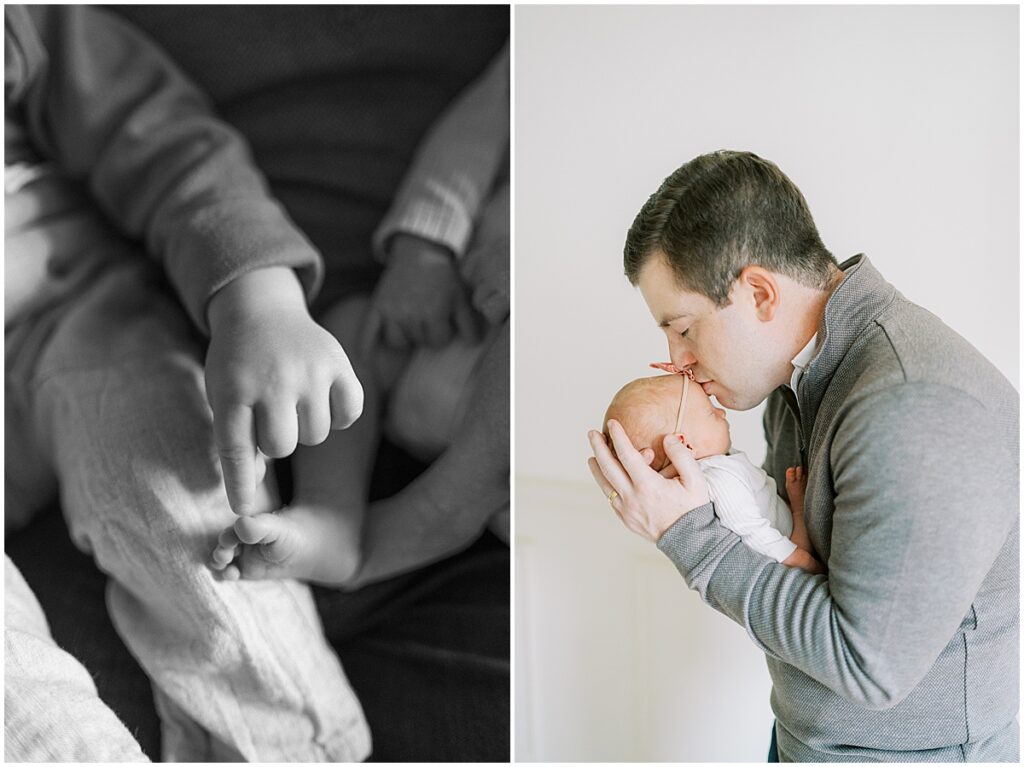 Dad kisses newborn daughter at studio in Indianapolis