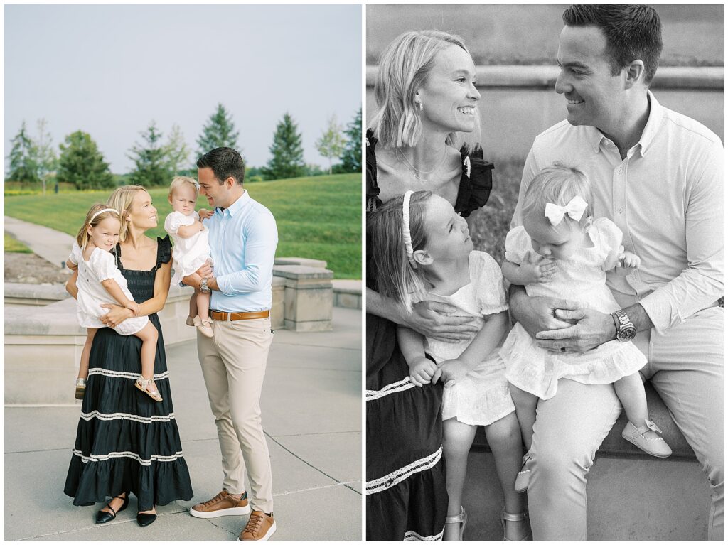 Family of four enjoy spring photos in Carmel Indiana