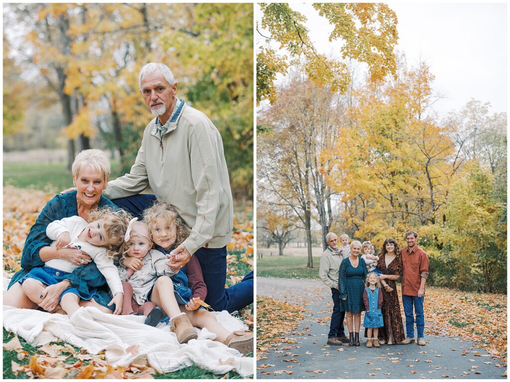 Grandparents with family during in home Indianapolis photo session