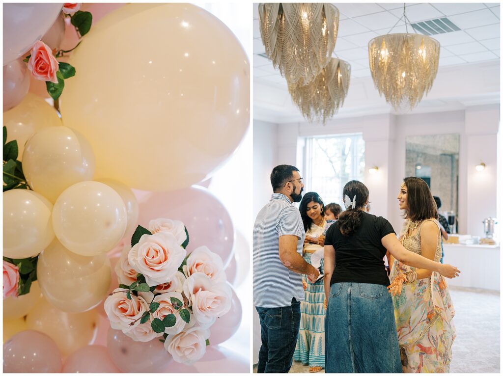 Greeting guests before Baby Shower at Ritz Charles in Carmel, Indiana