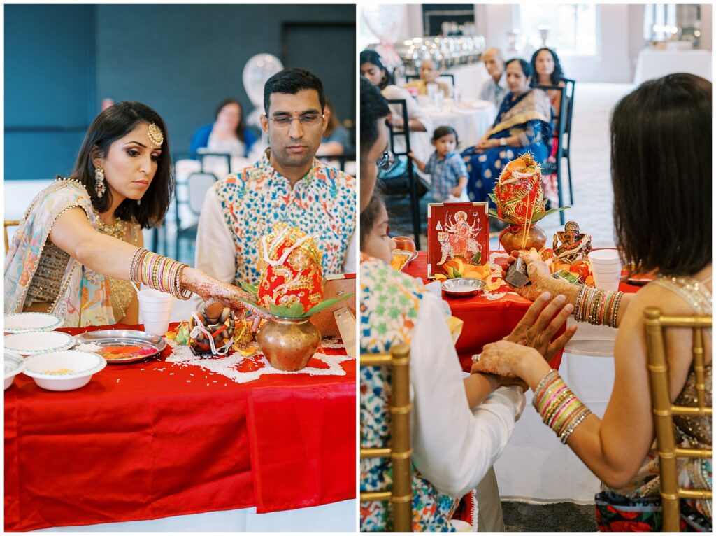 Family having traditional ceremony at Baby Shower at Ritz Charles in Carmel, Indiana