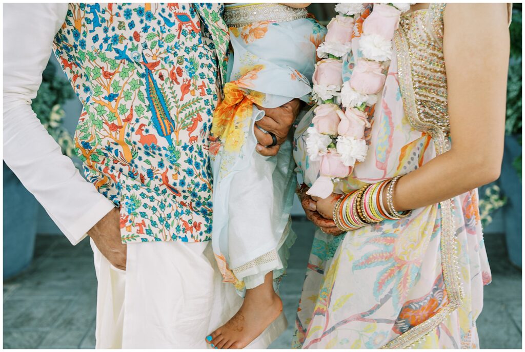 Pastel color floral outfits for portraits at Ritz Charles in Carmel, Indiana